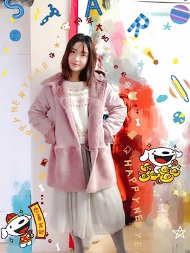 「one after another NICE CLAUP（ワンアフターアナザーナイスクラップ）のアイテム（ムートンコート）」を使った、yumi小麦さん（レディース・160cm）の冬コーディネート