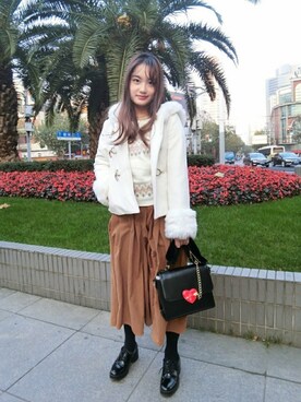 「CECIL McBEE（セシルマクビー）のアイテム（ダッフルコート）」を使った、yumi小麦さん（レディース・160cm）の秋コーディネート