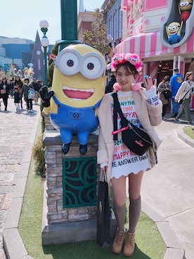 「USJ」｜「アイテム（その他アウター）」を使った、yumi小麦さん（レディース・160cm）の春コーディネート