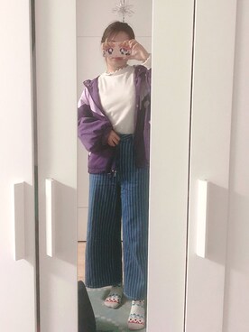 「one after another NICE CLAUP（ワンアフターアナザーナイスクラップ）のアイテム（ブルゾン）」を使った、yumi小麦さん（レディース・160cm）の春コーディネート