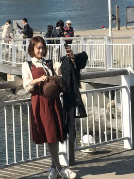 「F i.n.t（フィント）のアイテム（帽子）」を使った、yumi小麦さん（レディース・160cm）の春コーディネート