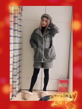 「Supreme.La.La.（シュープリームララ）のアイテム（その他アウター）」を使った、yumi小麦さん（レディース・160cm）の冬コーディネート