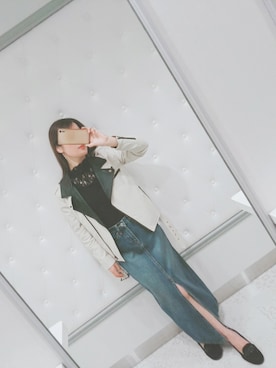 「31 Sons de mode（トランテアン　ソン　ドゥ　モード）のアイテム（ライダースジャケット）」を使った、ゆぅさん（レディース・153cm）の春コーディネート