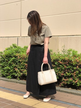 「Aラインスカート」｜「アイテム（バレエシューズ）」を使った、yamamotoさん（レディース・155cm）の夏コーディネート