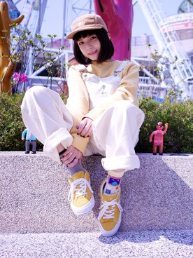 「STUSSY（ステューシー）のアイテム（オールインワン・サロペット）」を使った、Unina·ゆりなさん（レディース・153cm）の春コーディネート