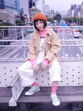 「DEMARCOLAB（デマルコラブ）のアイテム（ジャケット/アウター）」を使った、Unina·ゆりなさん（レディース・153cm）の冬コーディネート