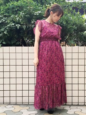 「アイテム（ドレス、ピンク系）」を使った、IZUMIさん（レディース・155cm）の秋コーディネート