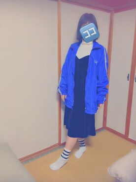 「STUSSY（ステューシー）のアイテム（ナイロンジャケット）」を使った、ニコさん（レディース・160cm）の冬コーディネート