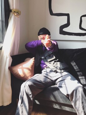 「ROARINGWILDのアイテム」を使った、SHYBABAさん（メンズ・178cm）の春コーディネート