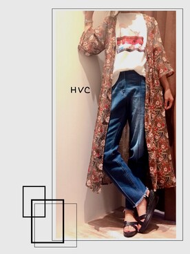 「HVC（エイチブイシー）のアイテム（パンツ）」を使った、Gachacoさん（レディース・152cm）の夏コーディネート