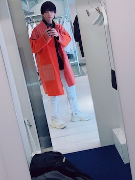 「N.HOOLYWOOD（N.ハリウッド）のアイテム（ステンカラーコート）」を使った、kodaiさん（メンズ・175cm）の冬コーディネート