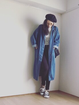 「HOLIDAY（ホリデイ）のアイテム（ハンチング/ベレー帽）」を使った、S *•.●❃さん（レディース・167cm）の冬コーディネート