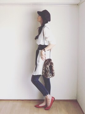 「Ungrid（アングリッド）のインディゴフレイドヘムストスリ（デニムパンツ）」を使った、S *•.●❃さん（レディース・167cm）の秋コーディネート