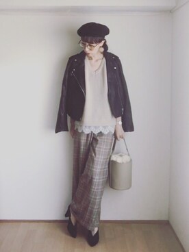 「HOLIDAY（ホリデイ）のアイテム（ハンチング/ベレー帽）」を使った、S *•.●❃さん（レディース・167cm）の秋コーディネート