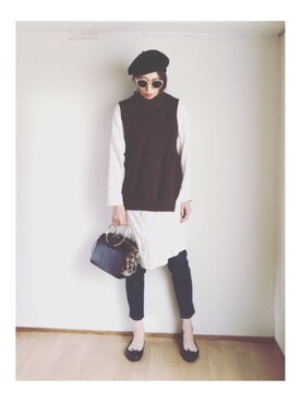 「ZOZO（ゾゾ）のスリムテーパードデニムパンツ［WOMEN］（デニムパンツ）」を使った、S *•.●❃さん（レディース・166cm）の秋コーディネート