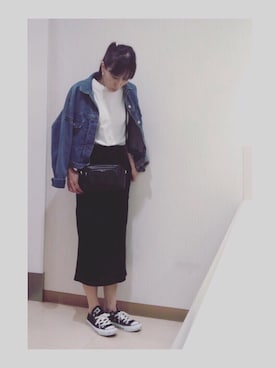 「GRL（グレイル）のアイテム（デニムジャケット）」を使った、S *•.●❃さん（レディース・166cm）の秋コーディネート