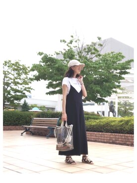 「SLOBE IENA（スローブイエナ）のアイテム（オールインワン・サロペット）」を使った、S *•.●❃さん（レディース・166cm）の夏コーディネート