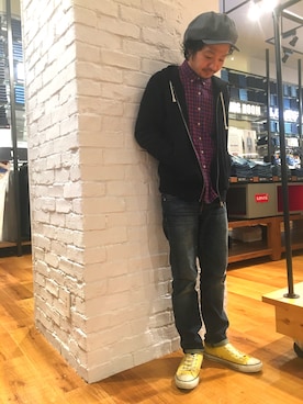 「ドラフトリーバイス」｜「アイテム（パーカー）」を使った、soさん（メンズ・167cm）の冬コーディネート