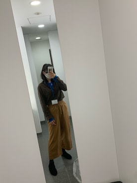 「ブラウン×ブルー」｜ROHIさん（レディース・167cm）の冬コーディネート
