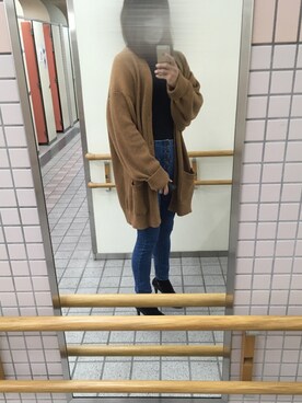 「UNIQLO（ユニクロ）のリブハイネックT（5分袖）（Tシャツ/カットソー）」を使った、ターニャさん（レディース・169cm）の秋コーディネート