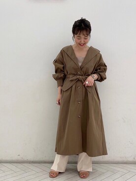 「秋のカフェオレコーデ」｜「アイテム（トレンチコート）」を使った、kaoriさん（レディース・154cm）の秋コーディネート