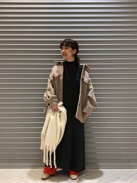 「mystic（ミスティック）のアイテム（ストール/ショール）」を使った、kaoriさん（レディース・154cm）の秋コーディネート