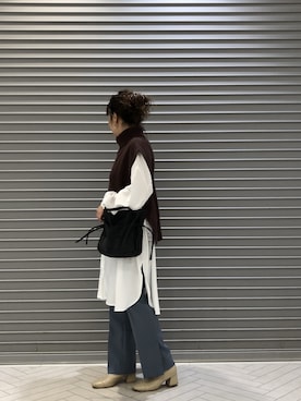 「アイテム（ブーティ）」を使った、kaoriさん（レディース・154cm）の冬コーディネート