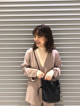 「spring」｜「アイテム（ノーカラージャケット）」を使った、kaoriさん（レディース・154cm）の春コーディネート