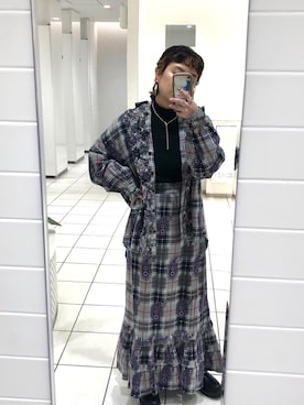 「BINDU（ビンドゥー）のアイテム（スカート）」を使った、kaoriさん（レディース・154cm）の秋コーディネート