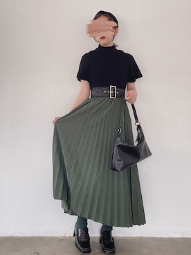 「GRL（グレイル）のプリーツスカート（スカート）」を使った、びすこさん（レディース・153cm）の春コーディネート