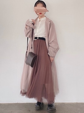 「GRL（グレイル）のアイテム（トレンチコート）」を使った、びすこさん（レディース・153cm）の春コーディネート