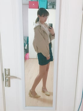 「NICE CLAUP（ナイスクラップ）のアイテム（ブルゾン）」を使った、tinny_black さん（レディース・172cm）の夏コーディネート