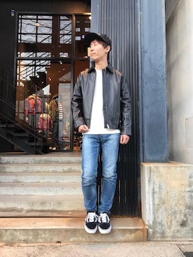 「HYSTERIC GLAMOUR（ヒステリックグラマー）のHYS WHISKY柄 刺繍キャップ（キャップ）」を使った、けんたさん（メンズ・174cm）の冬コーディネート