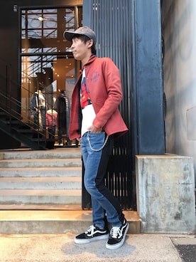 「HYSTERIC GLAMOUR（ヒステリックグラマー）のアイテム（ノーカラージャケット）」を使った、けんたさん（メンズ・174cm）の冬コーディネート