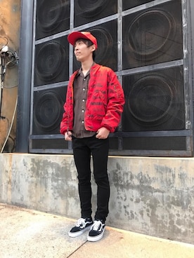 「HYSTERIC GLAMOUR（ヒステリックグラマー）のアイテム（MA-1）」を使った、けんたさん（メンズ・174cm）の冬コーディネート