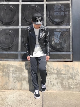 「HYSTERIC GLAMOUR（ヒステリックグラマー）のHYS WHISKY柄 刺繍キャップ（キャップ）」を使った、けんたさん（メンズ・174cm）の春コーディネート