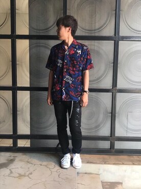 「スタッズベルト」｜「アイテム（チノパンツ）」を使った、けんたさん（メンズ・174cm）の夏コーディネート