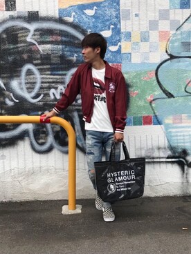 「ポーター」｜「アイテム（ブルゾン）」を使った、けんたさん（メンズ・174cm）の夏コーディネート