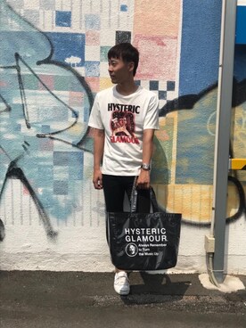 「スタッズベルト」｜「アイテム（バッグ）」を使った、けんたさん（メンズ・174cm）の夏コーディネート