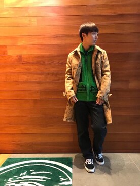 「HYSTERIC GLAMOUR（ヒステリックグラマー）のアイテム（ステンカラーコート）」を使った、けんたさん（メンズ・174cm）の秋コーディネート