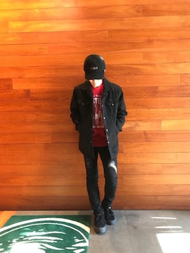 「ランチコート」｜「アイテム（デニムジャケット）」を使った、けんたさん（メンズ・174cm）の秋コーディネート