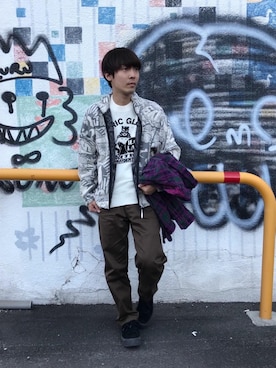 「HYSTERIC GLAMOUR（ヒステリックグラマー）のREVOLUTION SOUNDS刺繍 CPOシャツ（シャツ/ブラウス）」を使った、けんたさん（メンズ・174cm）の冬コーディネート