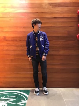 「クリスマス」｜「アイテム（スタジャン）」を使った、けんたさん（メンズ・174cm）の冬コーディネート