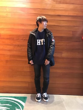 「HYSTERIC GLAMOUR（ヒステリックグラマー）のアイテム（マウンテンパーカー）」を使った、けんたさん（メンズ・174cm）の冬コーディネート