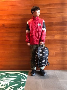 「トラックジャケット」｜「アイテム（サロペット/オーバーオール）」を使った、けんたさん（メンズ・174cm）の春コーディネート