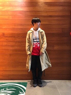 「HYSTERIC GLAMOUR（ヒステリックグラマー）のアイテム（トレンチコート）」を使った、けんたさん（メンズ・174cm）の春コーディネート