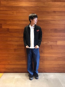 「ストライプパンツ」｜「アイテム（デニムジャケット）」を使った、けんたさん（メンズ・174cm）の夏コーディネート