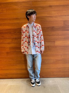 「アイテム（カバーオール、レッド系）」を使った、けんたさん（メンズ・174cm）の秋コーディネート