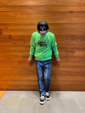 「HYSTERIC GLAMOUR（ヒステリックグラマー）のHYS WHISKY柄 刺繍キャップ（キャップ）」を使った、けんたさん（メンズ・174cm）の秋コーディネート