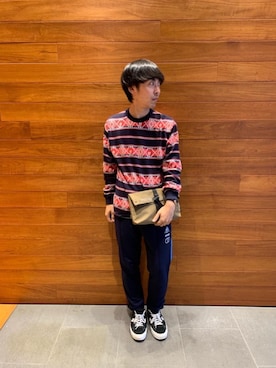 「HYSTERIC GLAMOUR（ヒステリックグラマー）のGIRLS BORDER総柄ジャカード リブ付Tシャツ（Tシャツ/カットソー）」を使った、けんたさん（メンズ・174cm）の秋コーディネート